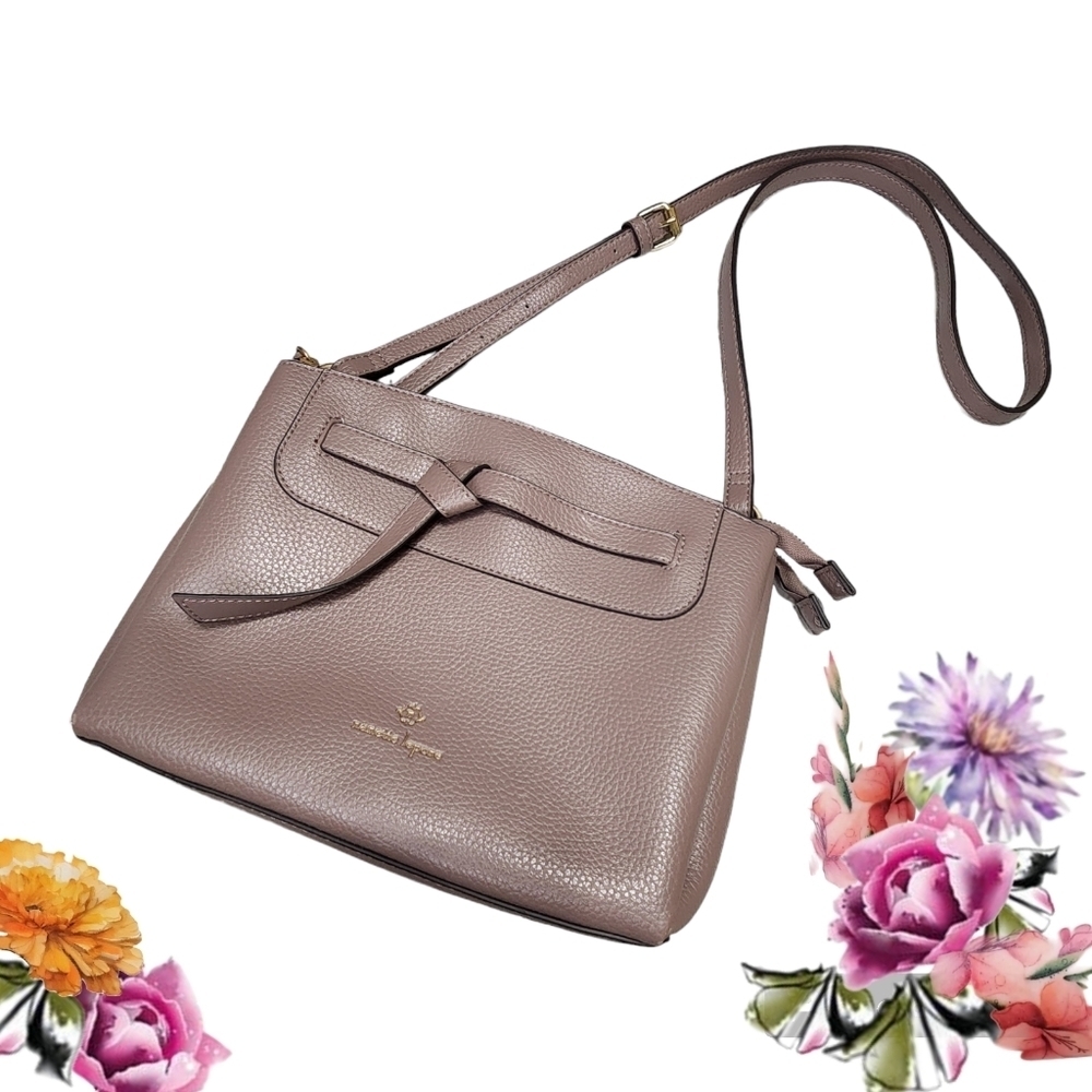 Nanette Lepore Vegan Leather Crossbody Bag Lilac Purple Bow Pebbled Messenger